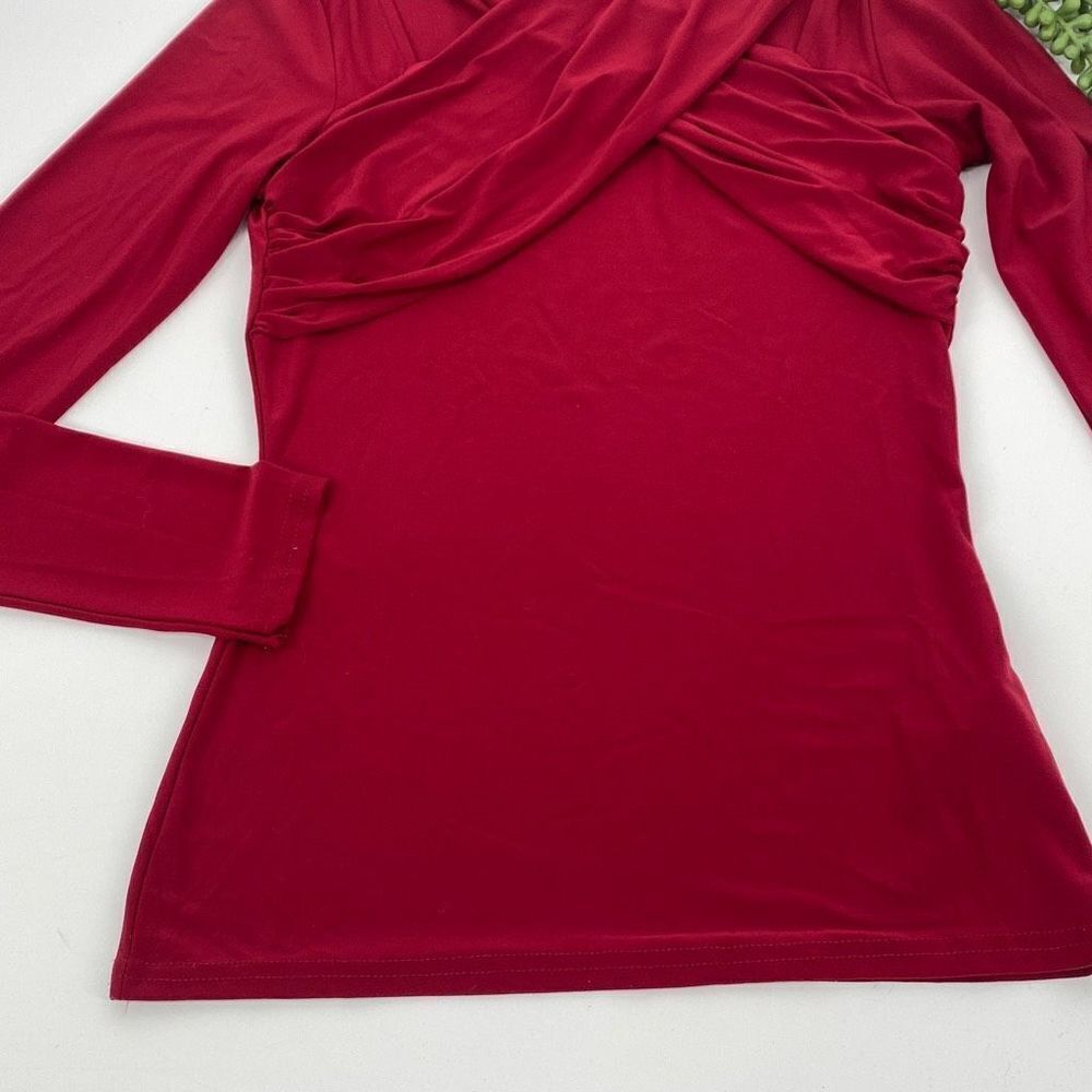 River Island UK Bodycon Wrap Ruched Top Stretchy Red Small - Picture 4 of 10